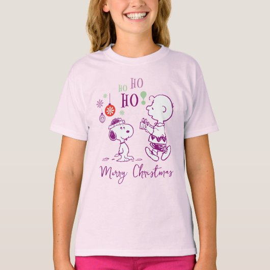 Peanuts | Snoopy & Charlie Brown Ho Ho T-shirt (Voorkant)