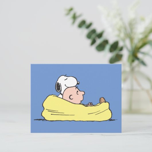 Peanuts | Snoopy & Charlie Brown in zitzak stoel Briefkaart (Staand voorkant)