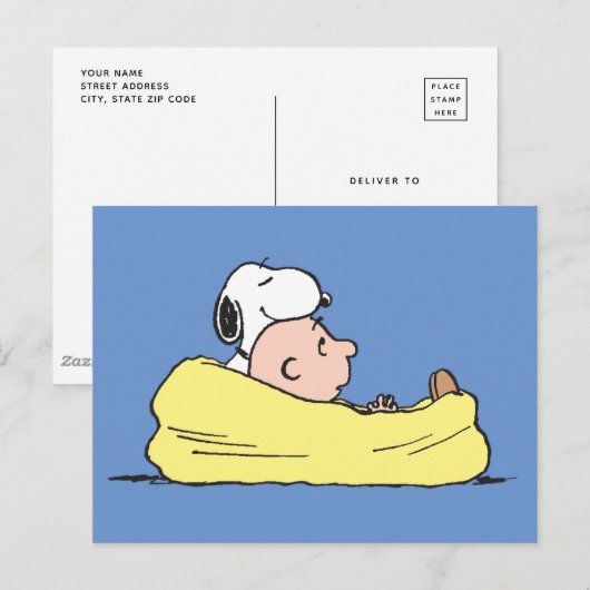 Peanuts | Snoopy & Charlie Brown in zitzak stoel Briefkaart (Voorkant / Achterkant)