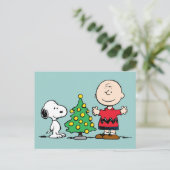Peanuts | Snoopy & Charlie Brown Kerstboom Feestdagenkaart (Staand voorkant)