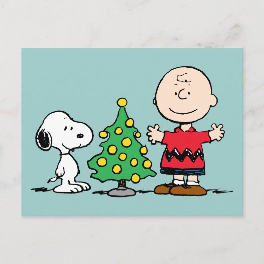 Peanuts | Snoopy & Charlie Brown Kerstboom Feestdagenkaart (Voorkant)