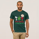 Peanuts | Snoopy & Charlie Brown Kerstboom T-shirt (Voorkant volledig)