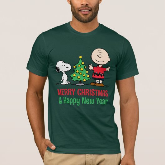 Peanuts | Snoopy & Charlie Brown Kerstboom T-shirt (Voorkant)