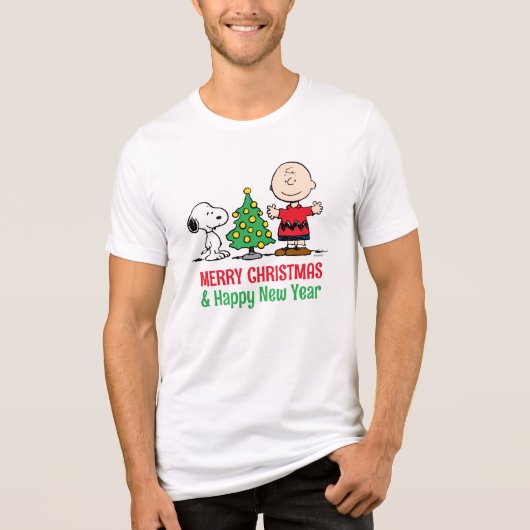 Peanuts | Snoopy & Charlie Brown Kerstboom Tri-Blend Shirt (Voorkant)