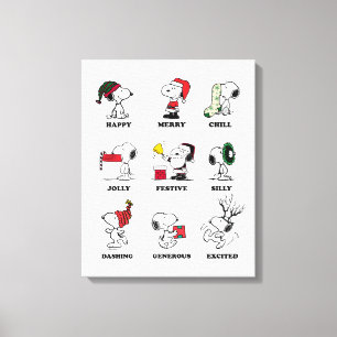 Peanuts Snoopy Christmas Holiday Moods Canvas Afdruk