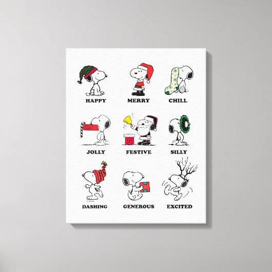 Peanuts | Snoopy Christmas Holiday Moods Canvas Afdruk (Voorkant)