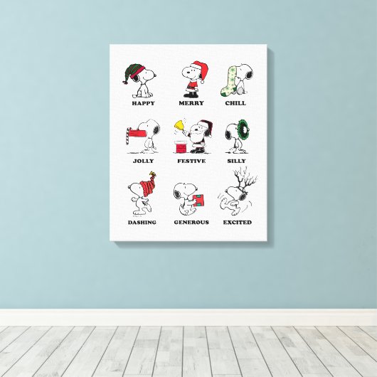 Peanuts | Snoopy Christmas Holiday Moods Canvas Afdruk (Insitu (Houten vloer))