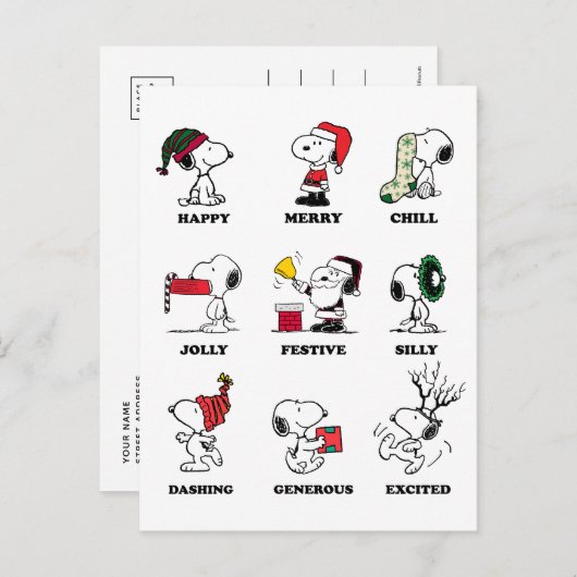 Peanuts | Snoopy Christmas Holiday Moods Feestdagenkaart (Voorkant / Achterkant)
