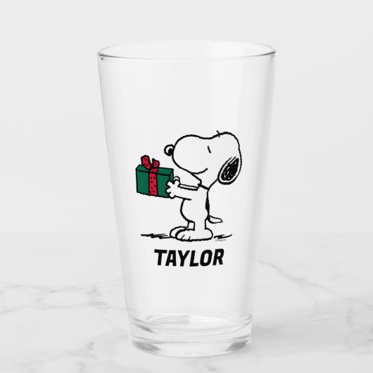 Peanuts | Snoopy Christmas | Jouw namen toevoegen Glas (Voorkant)