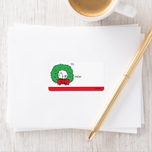 Peanuts | Snoopy Christmas Wreath Gift Label (Insitu)
