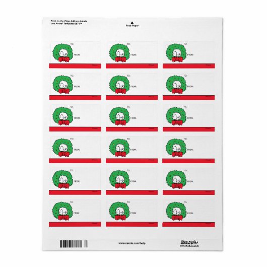 Peanuts | Snoopy Christmas Wreath Gift Label (Full Sheet)