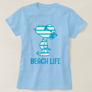 Peanuts   Snoopy Cyan Stripes Zonnebril T-shirt
