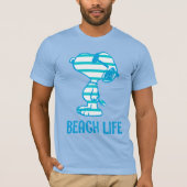 Peanuts | Snoopy Cyan Stripes Zonnebril T-shirt (Voorkant)