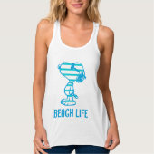 Peanuts | Snoopy Cyan Stripes Zonnebril Tanktop (Voorkant)