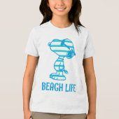 Peanuts | Snoopy Cyan Stripes Zonnebril Tri-Blend Shirt (Voorkant)