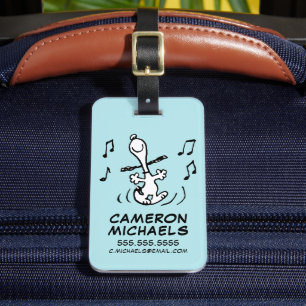 Peanuts Snoopy Dancing Bagagelabel