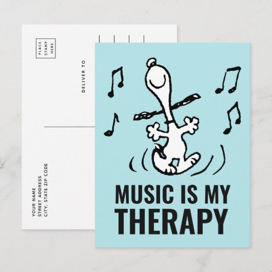 Peanuts | Snoopy Dancing Briefkaart (Voorkant / Achterkant)