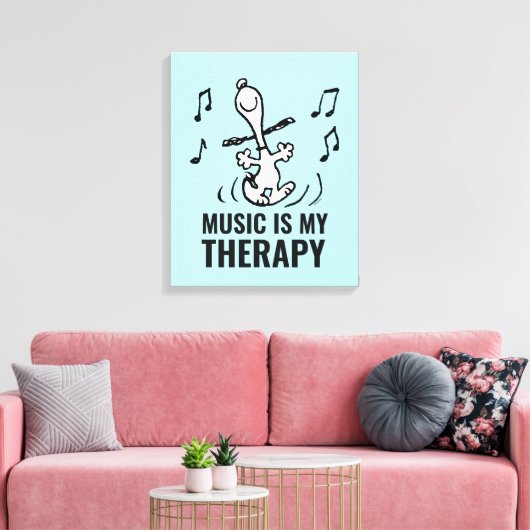 Peanuts | Snoopy Dancing Canvas Afdruk (Insitu (Woonkamer))
