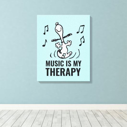 Peanuts | Snoopy Dancing Canvas Afdruk (Insitu (Houten vloer))