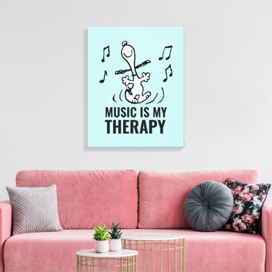 Peanuts | Snoopy Dancing Canvas Afdruk (Insitu (Woonkamer))