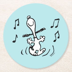 Peanuts   Snoopy Dancing Ronde Kartonnen Onderzetter