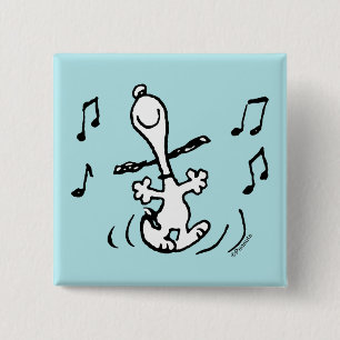 Peanuts   Snoopy Dancing Vierkante Button 5,1 Cm