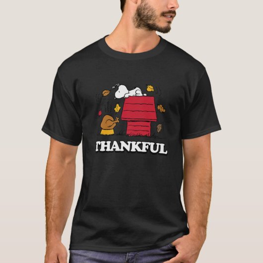 Peanuts Snoopy Dankbaar Turkije met Fall Leaves Pr T-shirt (Voorkant)