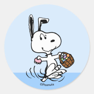 Peanuts Snoopy de Paashaas Ronde Sticker