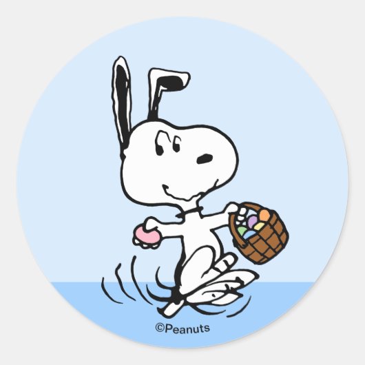 Peanuts | Snoopy de Paashaas Ronde Sticker (Voorkant)