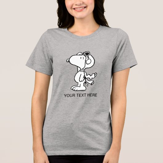 Peanuts | Snoopy de vliegende aas BW Tri-Blend Shirt (Voorkant)