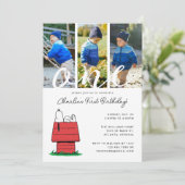 Peanuts Snoopy Dog House 1e verjaardag Kaart (Staand voorkant)