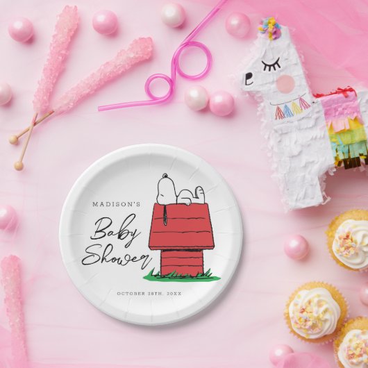 Peanuts Snoopy Dog House | BABY SHOWER Papieren Bordje (Feest)
