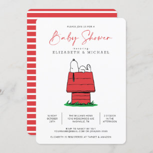 Peanuts Snoopy Dog House - Baby shower Uitnodiging