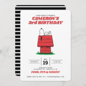 Peanuts Snoopy Dog House Birthday Invitation Kaart (Voorkant / Achterkant)