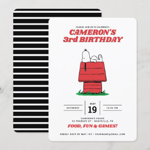 Peanuts Snoopy Dog House Birthday Invitation Kaart
