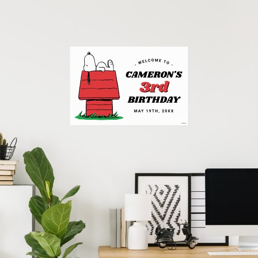 Peanuts Snoopy Dog House Birthday Poster (Thuiskantoor)