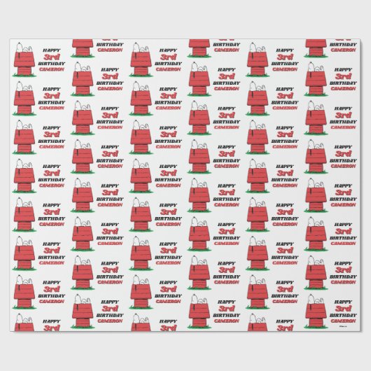 Peanuts Snoopy Dog House Birthday Wrapping Paper Cadeaupapier (Vlak)