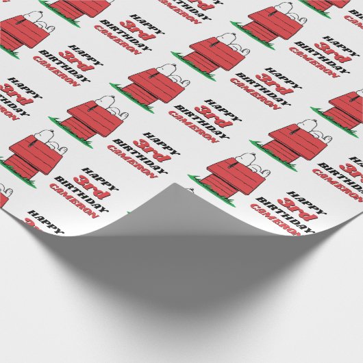 Peanuts Snoopy Dog House Birthday Wrapping Paper Cadeaupapier (Hoek)