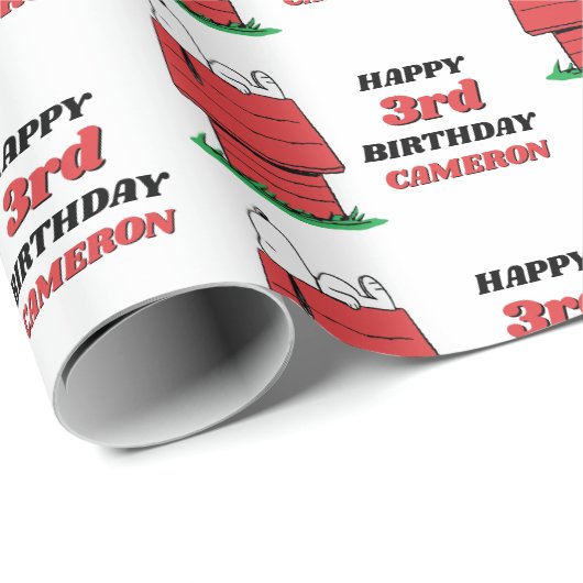 Peanuts Snoopy Dog House Birthday Wrapping Paper Cadeaupapier (Rol Hoek)