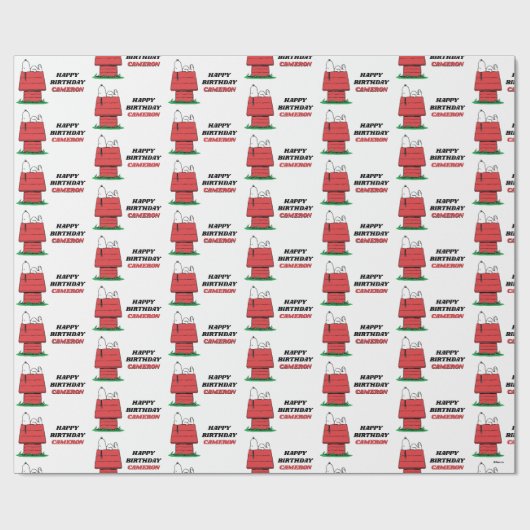 Peanuts Snoopy Dog House Birthday Wrapping Paper Cadeaupapier (Vlak)
