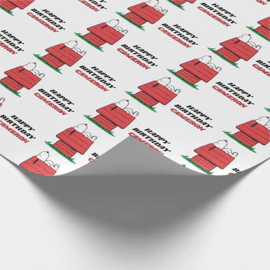 Peanuts Snoopy Dog House Birthday Wrapping Paper Cadeaupapier (Hoek)