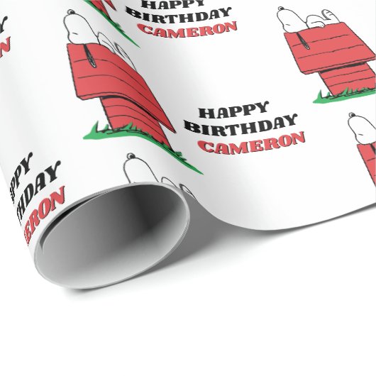 Peanuts Snoopy Dog House Birthday Wrapping Paper Cadeaupapier (Rol Hoek)