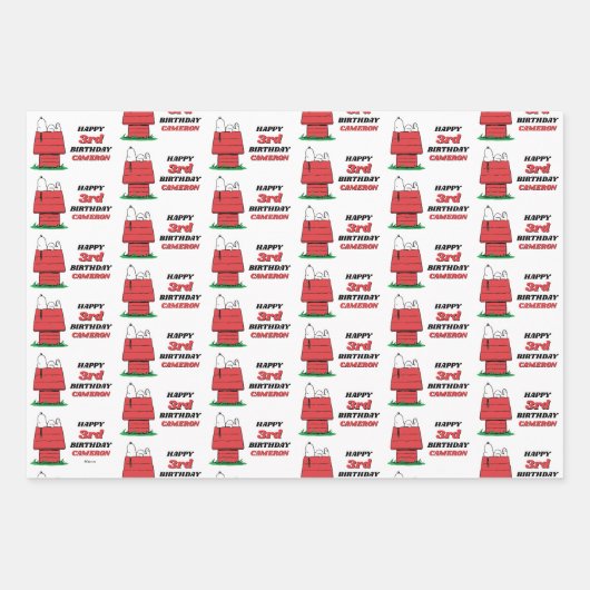 Peanuts Snoopy Dog House Birthday Wrapping Paper S (Voorkant)