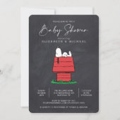 Peanuts Snoopy Dog House - Chalkboard Baby shower Kaart (Voorkant)