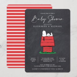 Peanuts Snoopy Dog House - Chalkboard Baby shower Kaart