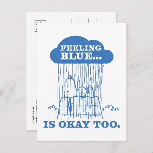 Peanuts | Snoopy Feeling Blue is ook OK Briefkaart (Voorkant / Achterkant)
