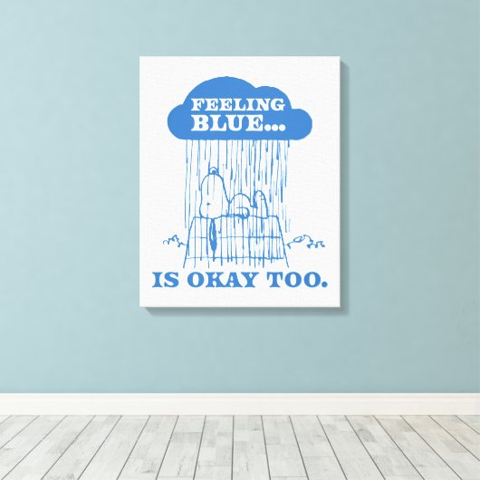Peanuts | Snoopy Feeling Blue is ook OK Canvas Afdruk (Insitu (Houten vloer))