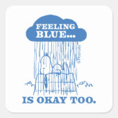 Peanuts | Snoopy Feeling Blue is ook OK Vierkante Sticker (Voorkant)