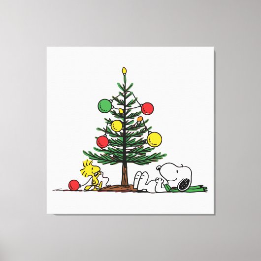Peanuts Snoopy Festive Christmas Tree Holiday Gift Canvas Afdruk (Voorkant)