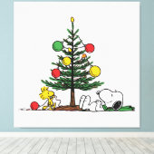 Peanuts Snoopy Festive Christmas Tree Holiday Gift Canvas Afdruk (Insitu (Houten vloer))